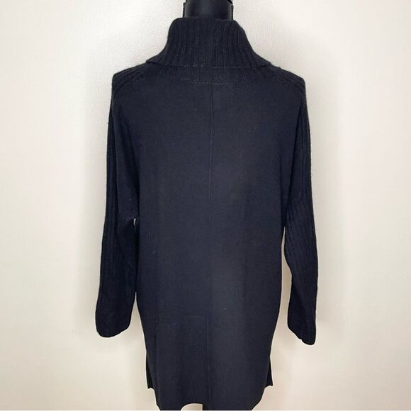 Ply Cashmere Sweater Tunic Turtleneck Long Sleeve Luxury Basic Black Size Small - Picture 7 of 11